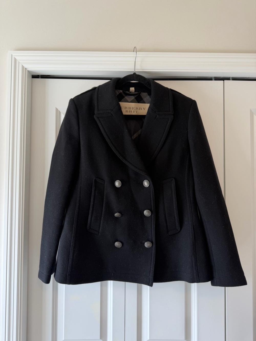 Burberry Women's Wool Black Peacoat